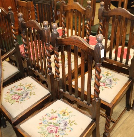 A set of five 1920s oak dining chairs and three similar chair, (8)